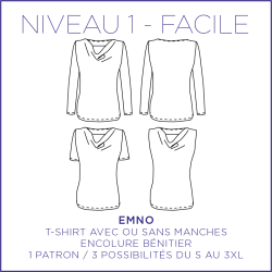 Patron de couture Emno, un T-Shirt bénitier à 3 versions du S au 3XL